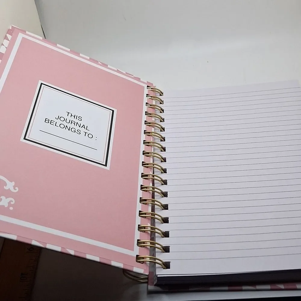 Positive vibes spiral notebook, journal Daisy checkered Ledger lined pages